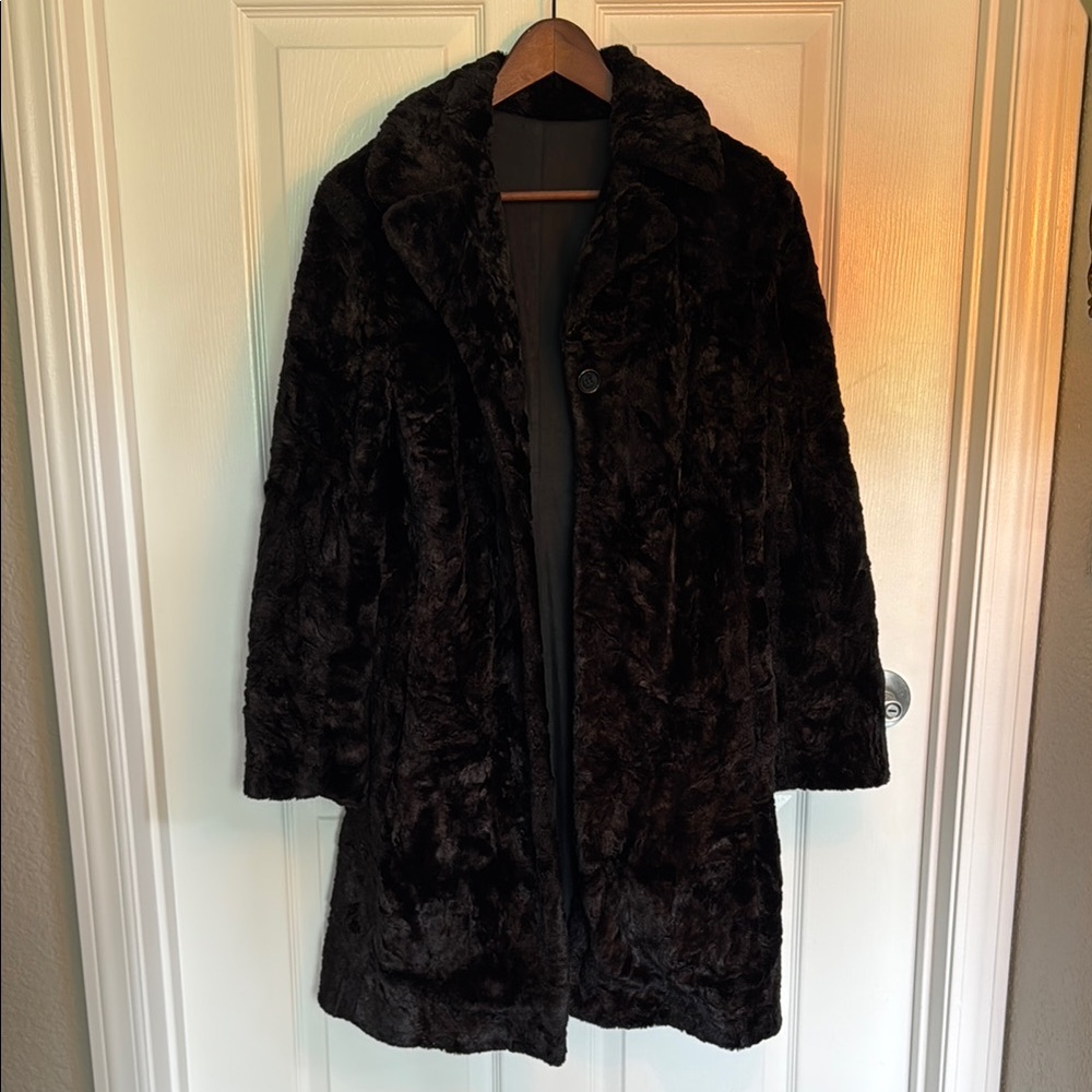 Luxurious Black Faux Fur Coat